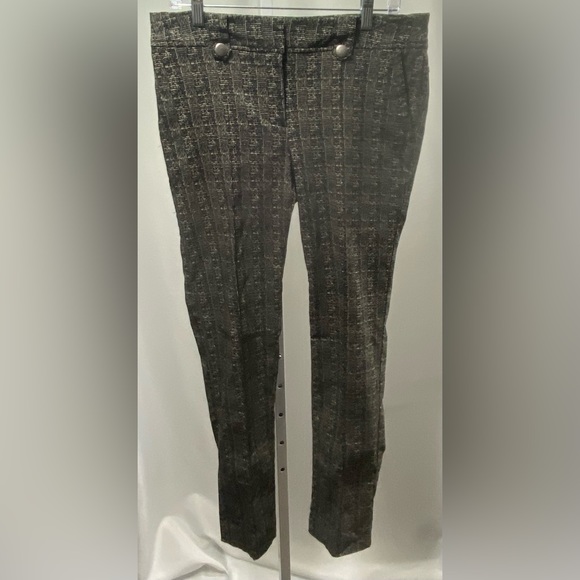 89th & Madison Women's Black & Tan Retro Abstract‎ Grid Stripe Print Pants SZ 10 - Picture 1 of 9